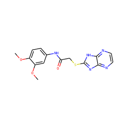 COc1ccc(NC(=O)CSc2nc3nccnc3[nH]2)cc1OC ZINC000299820707