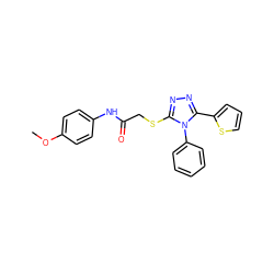 COc1ccc(NC(=O)CSc2nnc(-c3cccs3)n2-c2ccccc2)cc1 ZINC000002508648