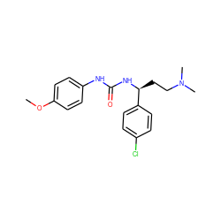 COc1ccc(NC(=O)N[C@@H](CCN(C)C)c2ccc(Cl)cc2)cc1 ZINC000013684826