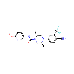 COc1ccc(NC(=O)N2C[C@H](C)N(c3ccc(C#N)c(C(F)(F)F)c3)C[C@H]2C)cn1 ZINC000003963656