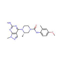 COc1ccc(NC(=O)N2CCN(c3nc(N)nc4c3cnn4C)[C@@H](C)C2)c(C)c1 ZINC000209403543