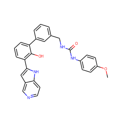 COc1ccc(NC(=O)NCc2cccc(-c3cccc(-c4cc5cnccc5[nH]4)c3O)c2)cc1 ZINC000101047429