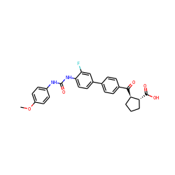 COc1ccc(NC(=O)Nc2ccc(-c3ccc(C(=O)[C@@H]4CCC[C@H]4C(=O)O)cc3)cc2F)cc1 ZINC000028964625
