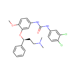 COc1ccc(NC(=O)Nc2ccc(Cl)c(Cl)c2)cc1O[C@@H](CCN(C)C)c1ccccc1 ZINC000169345071