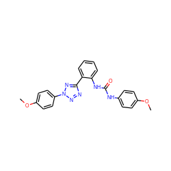 COc1ccc(NC(=O)Nc2ccccc2-c2nnn(-c3ccc(OC)cc3)n2)cc1 ZINC001772627023