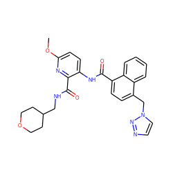 COc1ccc(NC(=O)c2ccc(Cn3ccnn3)c3ccccc23)c(C(=O)NCC2CCOCC2)n1 ZINC000095593053