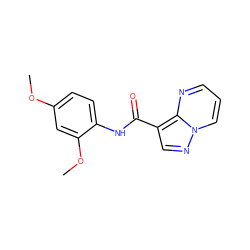COc1ccc(NC(=O)c2cnn3cccnc23)c(OC)c1 ZINC000004602869