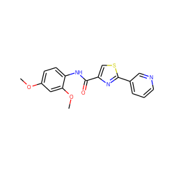 COc1ccc(NC(=O)c2csc(-c3cccnc3)n2)c(OC)c1 ZINC000029046879