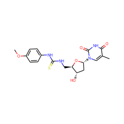 COc1ccc(NC(=S)NC[C@H]2O[C@H](n3cc(C)c(=O)[nH]c3=O)C[C@@H]2O)cc1 ZINC000028864469