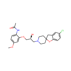 COc1ccc(NC(C)=O)c(OC[C@@H](O)CN2CCC3(CC2)Cc2cc(Cl)ccc2O3)c1 ZINC000038734510