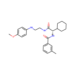 COc1ccc(NCCNC(=O)[C@@H](NC(=O)c2cccc(C)c2)C2CCCCC2)cc1 ZINC000014971308