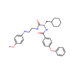 COc1ccc(NCCNC(=O)[C@H](CC2CCCCC2)NC(=O)c2ccc(Oc3ccccc3)cc2)cc1 ZINC000014971413