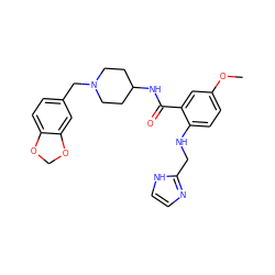 COc1ccc(NCc2ncc[nH]2)c(C(=O)NC2CCN(Cc3ccc4c(c3)OCO4)CC2)c1 ZINC000028525733