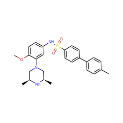 COc1ccc(NS(=O)(=O)c2ccc(-c3ccc(C)cc3)cc2)cc1N1C[C@H](C)N[C@H](C)C1 ZINC000035902844