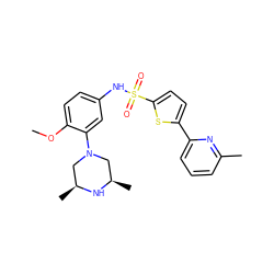 COc1ccc(NS(=O)(=O)c2ccc(-c3cccc(C)n3)s2)cc1N1C[C@H](C)N[C@H](C)C1 ZINC000095598628