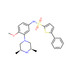 COc1ccc(NS(=O)(=O)c2ccc(-c3ccccc3)s2)cc1N1C[C@H](C)N[C@H](C)C1 ZINC000035984975