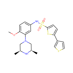 COc1ccc(NS(=O)(=O)c2ccc(-c3ccsc3)s2)cc1N1C[C@H](C)N[C@H](C)C1 ZINC000035998638