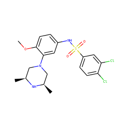 COc1ccc(NS(=O)(=O)c2ccc(Cl)c(Cl)c2)cc1N1C[C@H](C)N[C@H](C)C1 ZINC000035827739