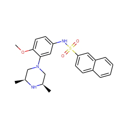 COc1ccc(NS(=O)(=O)c2ccc3ccccc3c2)cc1N1C[C@H](C)N[C@H](C)C1 ZINC000095598604