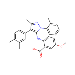 COc1ccc(Nc2c(-c3ccc(C)c(C)c3)c(C)nn2-c2ccccc2C)c(C(=O)O)c1 ZINC000064540190