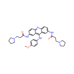 COc1ccc(Nc2c3cc(NC(=O)CCN4CCCC4)ccc3nc3ccc(NC(=O)CCN4CCCC4)cc23)cc1 ZINC000027520593