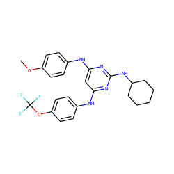 COc1ccc(Nc2cc(Nc3ccc(OC(F)(F)F)cc3)nc(NC3CCCCC3)n2)cc1 ZINC000073166789