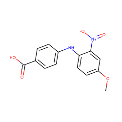 COc1ccc(Nc2ccc(C(=O)O)cc2)c([N+](=O)[O-])c1 ZINC000037453534