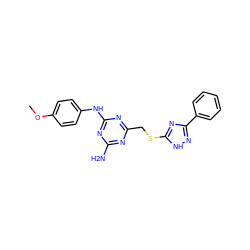 COc1ccc(Nc2nc(N)nc(CSc3nc(-c4ccccc4)n[nH]3)n2)cc1 ZINC000018249468