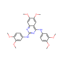 COc1ccc(Nc2nc(Nc3ccc(OC)c(OC)c3)c3cc(OC)c(OC)cc3n2)cc1OC ZINC000103256196