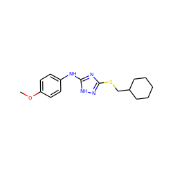 COc1ccc(Nc2nc(SCC3CCCCC3)n[nH]2)cc1 ZINC000014964215