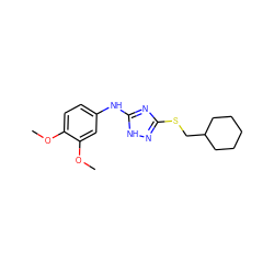 COc1ccc(Nc2nc(SCC3CCCCC3)n[nH]2)cc1OC ZINC000014964252