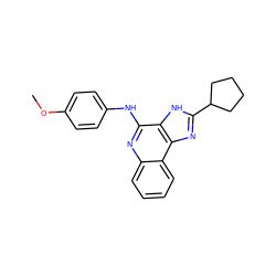 COc1ccc(Nc2nc3ccccc3c3nc(C4CCCC4)[nH]c23)cc1 ZINC000101043227