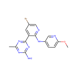 COc1ccc(Nc2ncc(Br)cc2-c2nc(C)nc(N)n2)cn1 ZINC000095557149