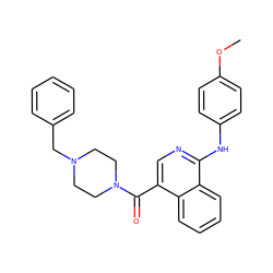 COc1ccc(Nc2ncc(C(=O)N3CCN(Cc4ccccc4)CC3)c3ccccc23)cc1 ZINC000020113962