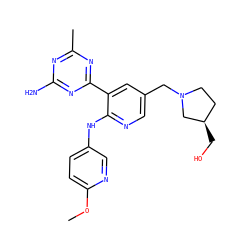 COc1ccc(Nc2ncc(CN3CC[C@@H](CO)C3)cc2-c2nc(C)nc(N)n2)cn1 ZINC000095556388