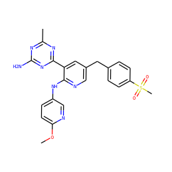 COc1ccc(Nc2ncc(Cc3ccc(S(C)(=O)=O)cc3)cc2-c2nc(C)nc(N)n2)cn1 ZINC000095557200