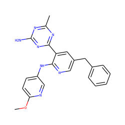 COc1ccc(Nc2ncc(Cc3ccccc3)cc2-c2nc(C)nc(N)n2)cn1 ZINC000095552150