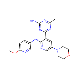 COc1ccc(Nc2ncc(N3CCOCC3)cc2-c2nc(C)nc(N)n2)cn1 ZINC000095555424