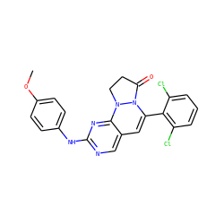 COc1ccc(Nc2ncc3c(n2)N2CCC(=O)N2C(c2c(Cl)cccc2Cl)=C3)cc1 ZINC000036187652