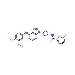 COc1ccc(Nc2ncnc3c2ncn3[C@H]2C[C@@H](NC(=O)c3cccc(C)n3)C2)cc1OC ZINC001772647400