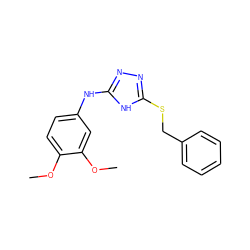 COc1ccc(Nc2nnc(SCc3ccccc3)[nH]2)cc1OC ZINC000014964225