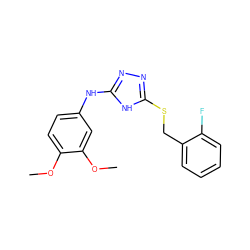 COc1ccc(Nc2nnc(SCc3ccccc3F)[nH]2)cc1OC ZINC000014964236