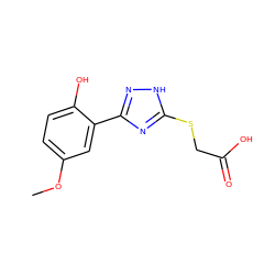 COc1ccc(O)c(-c2n[nH]c(SCC(=O)O)n2)c1 ZINC000043327867