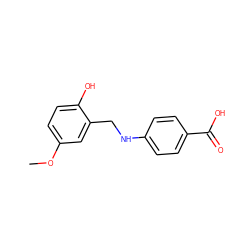 COc1ccc(O)c(CNc2ccc(C(=O)O)cc2)c1 ZINC000036890435