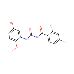 COc1ccc(O)cc1NC(=O)NC(=O)c1ccc(F)cc1Cl ZINC000013673951