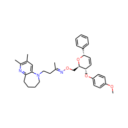 COc1ccc(O[C@H]2C=C[C@@H](c3ccccc3)O[C@@H]2CO/N=C(\C)CCN2CCCCc3nc(C)c(C)cc32)cc1 ZINC000008035664