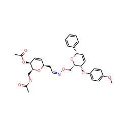 COc1ccc(O[C@H]2C=C[C@@H](c3ccccc3)O[C@H]2CO/N=C\C[C@@H]2C=C[C@H](OC(C)=O)[C@H](COC(C)=O)O2)cc1 ZINC000008035651