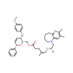 COc1ccc(O[C@H]2C=C[C@@H](c3ccccc3)O[C@H]2COC(=O)CC/C(C)=N\O[C@@H](C)CN2CCCCc3nc(C)c(C)cc32)cc1 ZINC000008035614