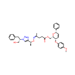 COc1ccc(O[C@H]2C=C[C@@H](c3ccccc3)O[C@H]2COC(=O)CC/C(C)=N\O[C@@H](C)c2cn([C@H](CO)Cc3ccccc3)nn2)cc1 ZINC000008035631