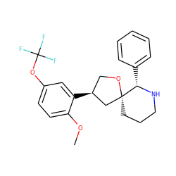 COc1ccc(OC(F)(F)F)cc1[C@H]1CO[C@]2(CCCN[C@H]2c2ccccc2)C1 ZINC000013818512